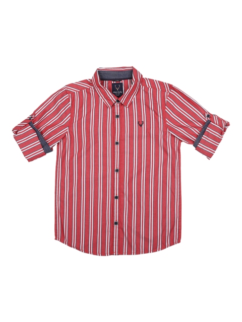 

Allen Solly Junior Boys Red Regular Fit Striped Casual Shirt