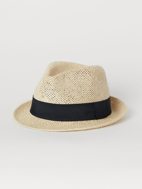 

H&M Women Beige Textured Straw Hat