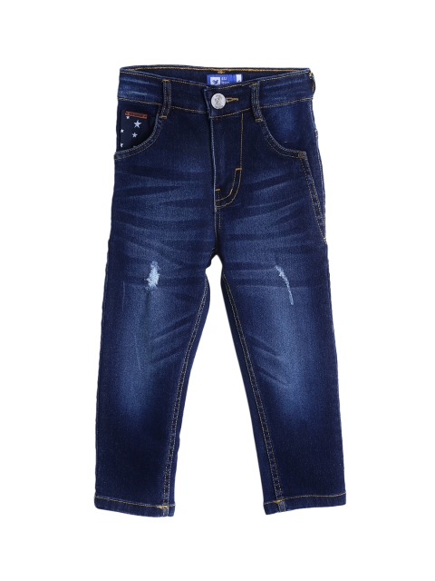 

612 league Boys Blue Regular Fit High-Rise Low Distress Jeans