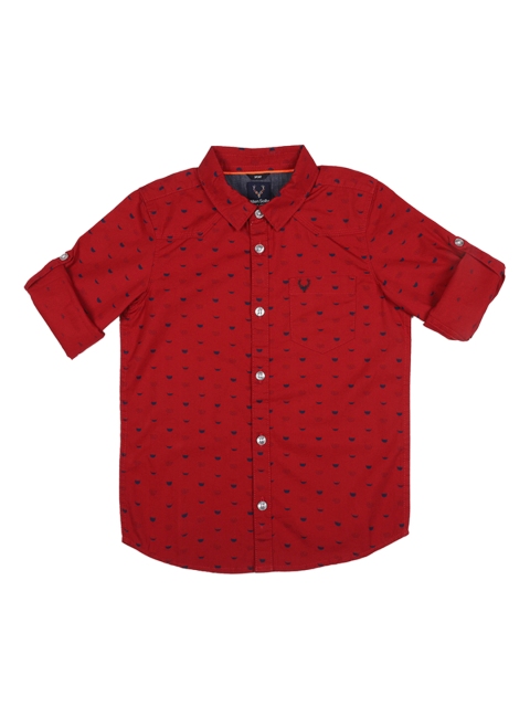 

Allen Solly Junior Boys Red Regular Fit Printed Casual Shirt