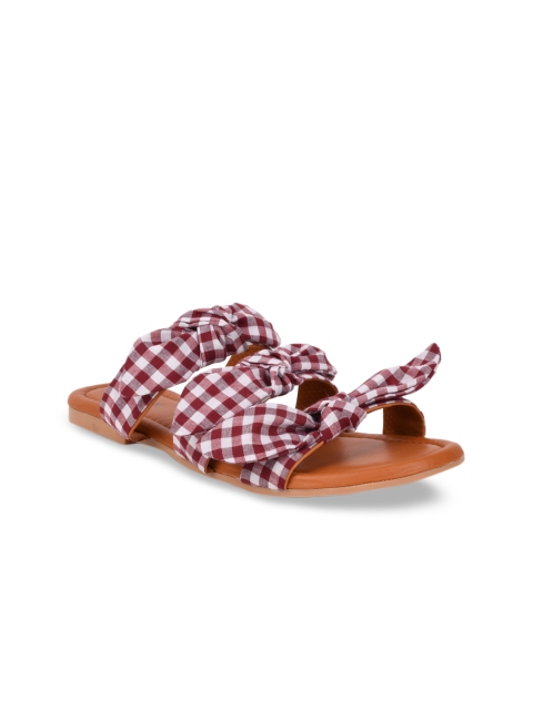 

GNIST Women Maroon Printed Open Toe Flats