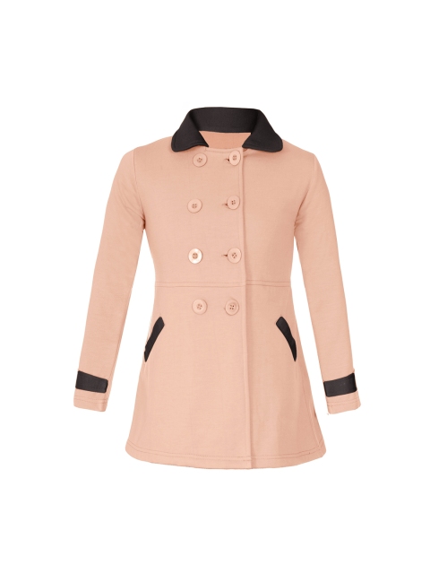 

Naughty Ninos Girls Peach-Coloured Solid Pea Coat
