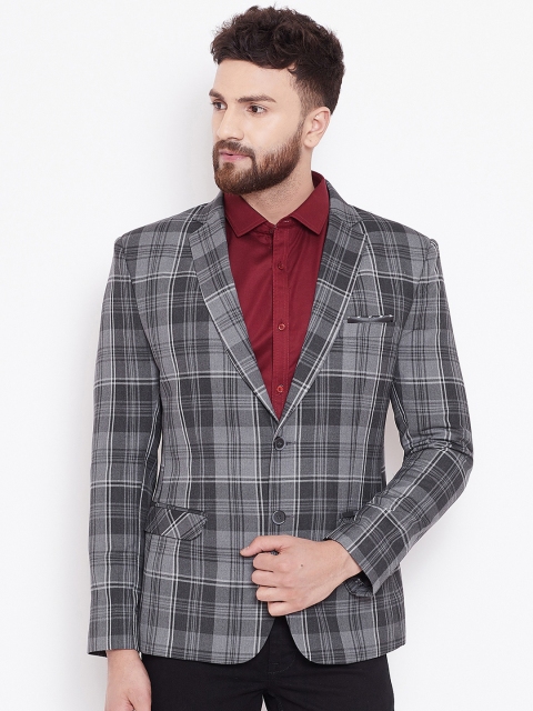 

Canary London Men Grey Checked Single Breasted Blazer