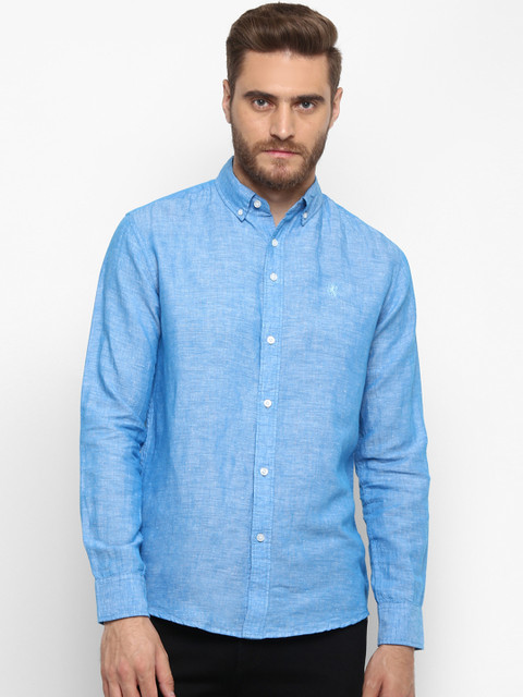 

Red Tape Men Blue Cotton Linen Regular Fit Solid Casual Shirt