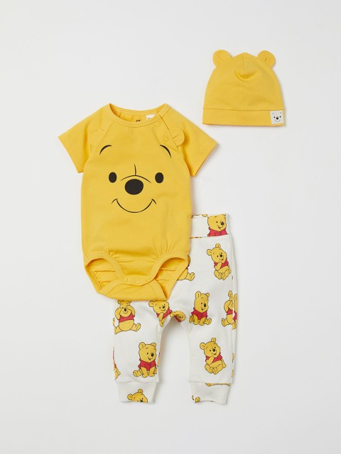 

H&M Girls Yellow & White Printed 3-Piece Jersey Set