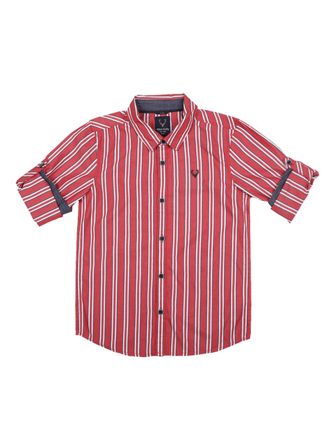 

Allen Solly Junior Boys Red Regular Fit Striped Casual Shirt