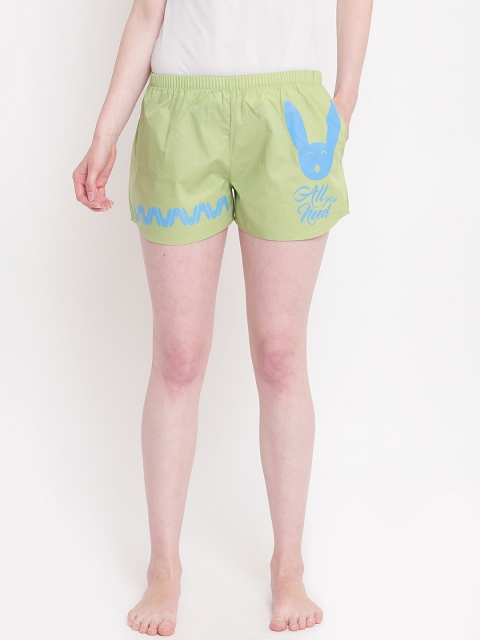 

La Intimo Women Green Printed Lounge Shorts BOLIF011PA0