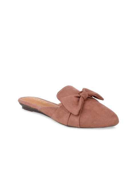 

GNIST Women Pink Solid Suede Mules