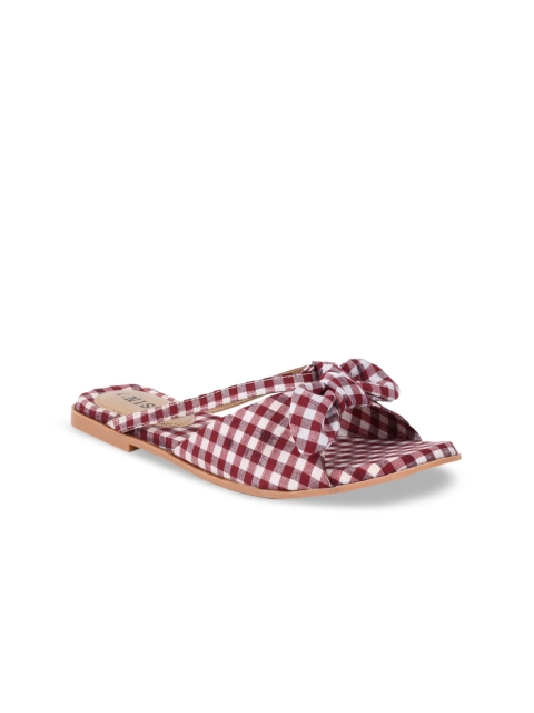 

GNIST Women Maroon & White Printed Open Toe Flats