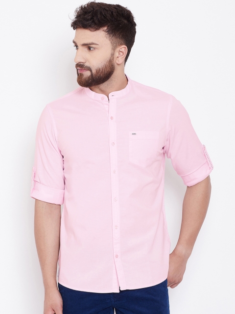 Canary London Men Pink Smart Slim Fit Solid Casual Shirt