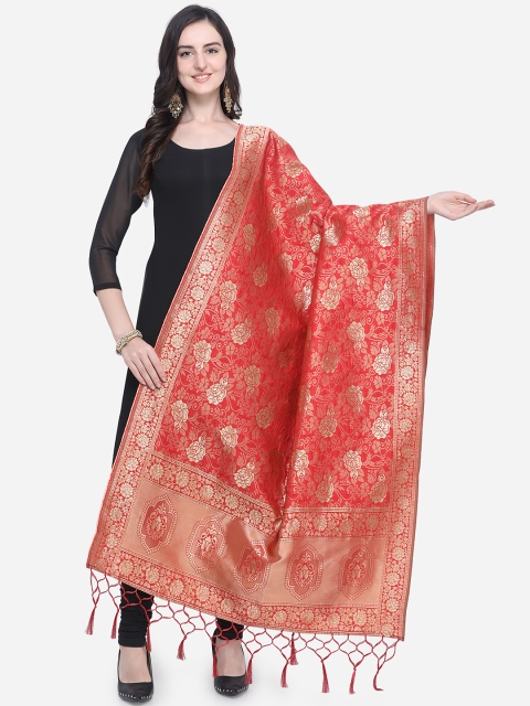 

Satrani Red Banarasi Jacquard Woven Design Dupatta