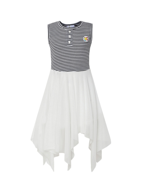 

Aarika Girls White & Black Fit and Flare Dress