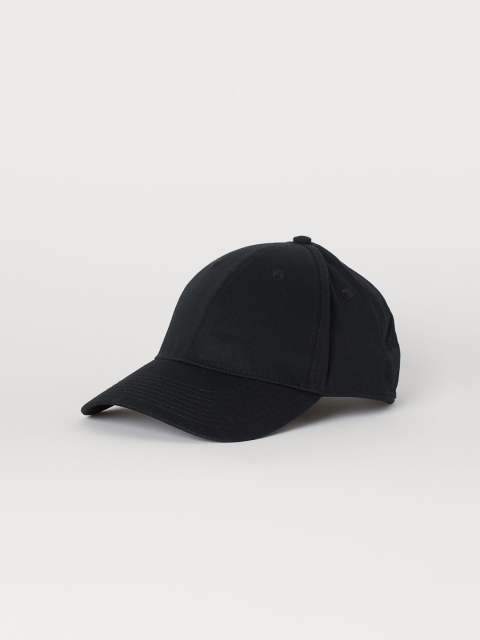 

H&M Men Black Solid Cotton Twill Cap