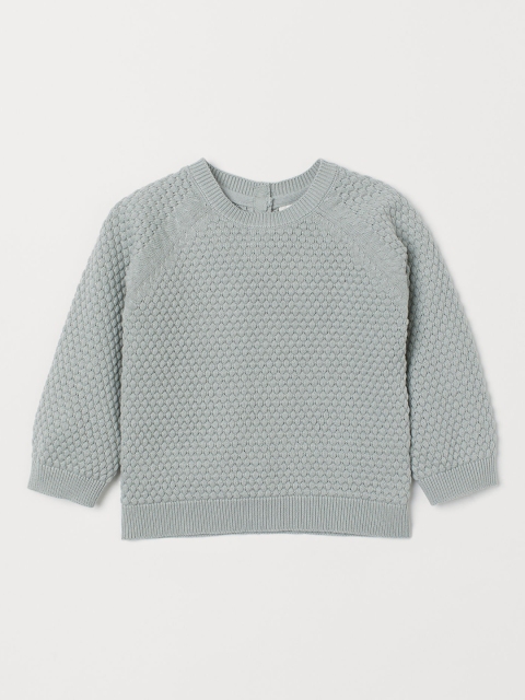

H&M Kids Turquoise Blue Self Design Textured-Knit Jumper
