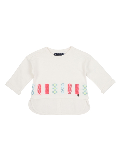 

Allen Solly Junior Girls White Solid Knitted Pure Cotton Top