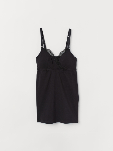 

H&M Women Black Solid Cotton Nursing Sustainable Top