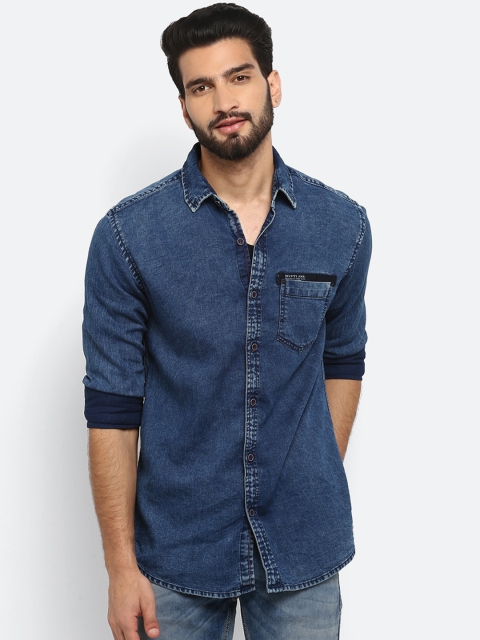 

Mufti Men Blue Slim Fit Faded Casual Shirt