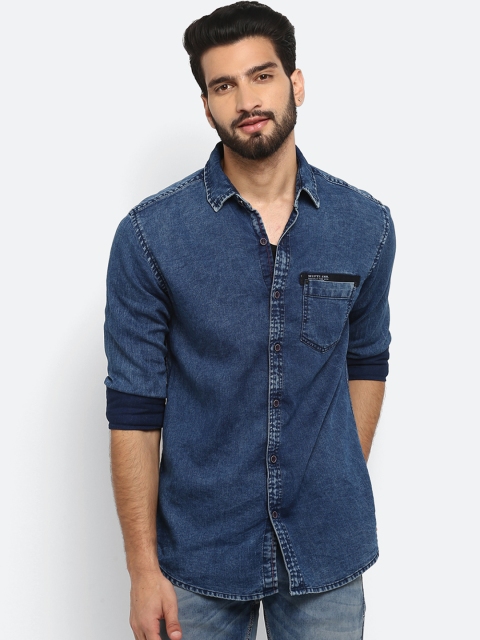 

Mufti Men Blue Slim Fit Faded Casual Shirt
