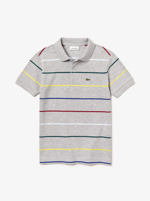 

Lacoste Boys Grey Melange Coloured Pinstripes Cotton Pique Polo