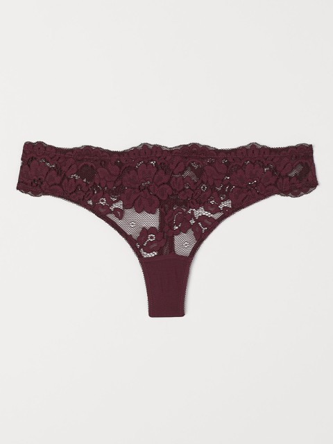 

H&M Women Solid Lace Brazilian Briefs 0736531009, Red