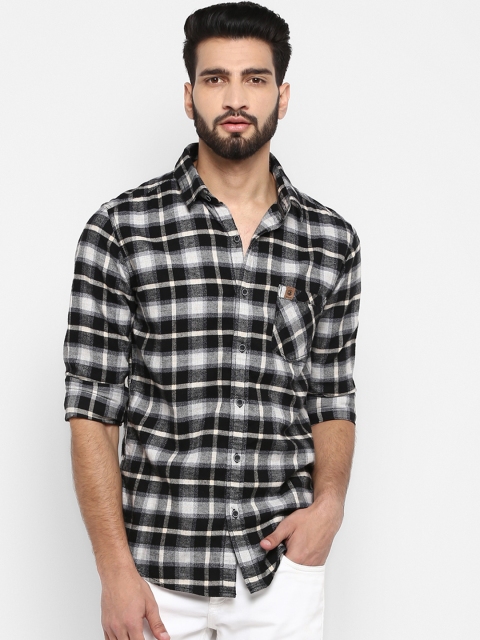

Mufti Men Black & White Slim Fit Checked Casual Shirt