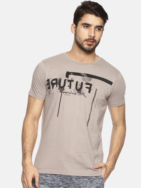 

Masculino Latino Men Grey Printed Round Neck T-shirt