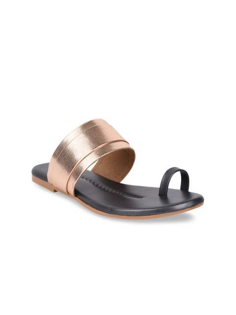 

GNIST Women Rose Gold & Black Colourblocked One Toe Flats