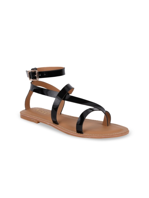 

GNIST Women Black Solid Mid-Top One Toe Flats