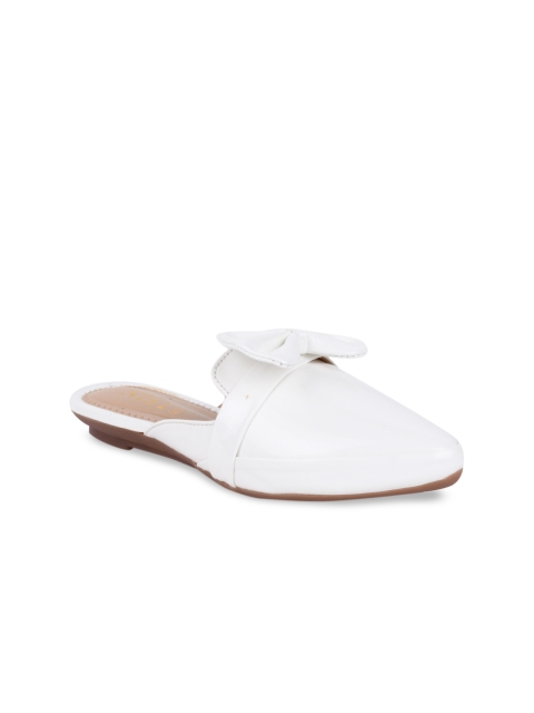 

GNIST Women White Solid Synthetic Patent Mules