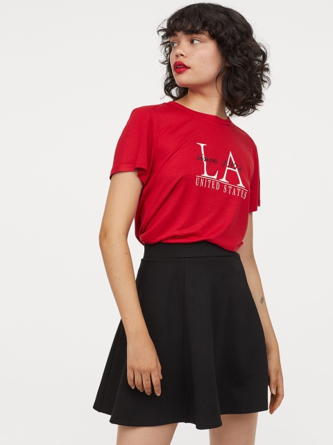 

H&M Women Black Solid Skater Skirt