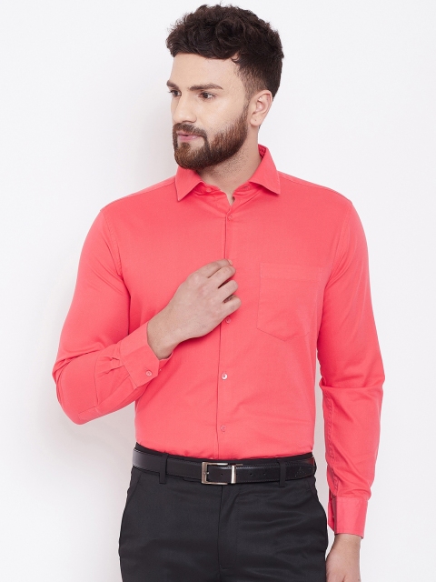 

Canary London Men Coral Red Smart Slim Fit Solid Formal Shirt