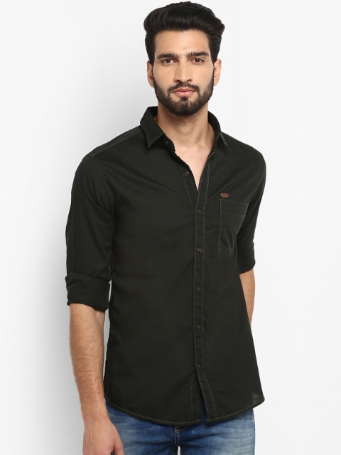 

Mufti Men Green Slim Fit Solid Casual Shirt