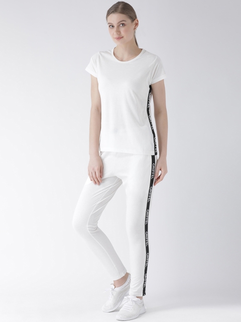 

GRIFFEL Women White Solid T-shirt with Trousers