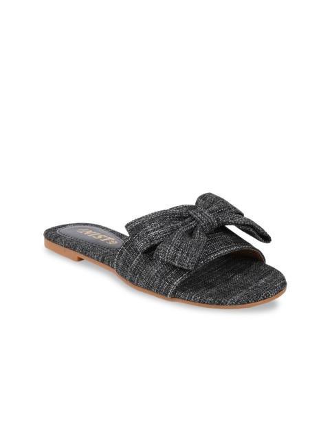 

GNIST Women Black Solid Open Toe Flats