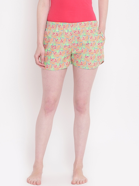 

La Intimo Women Beige Printed Lounge Shorts BOLIF002FN0