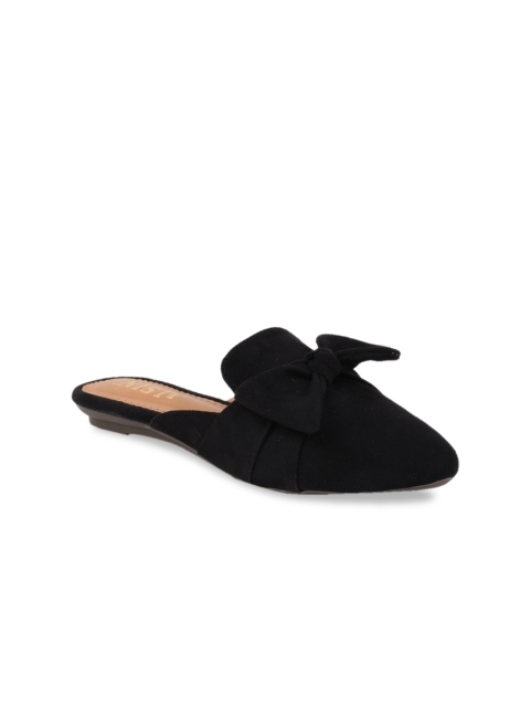 

GNIST Women Black Solid Suede Mules