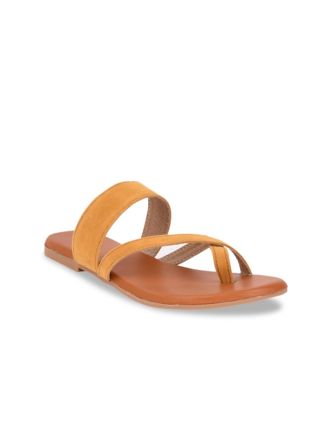 

GNIST Women Yellow Solid Suede One Toe Flats