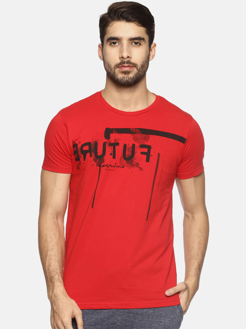 

Masculino Latino Men Red Printed Round Neck T-shirt