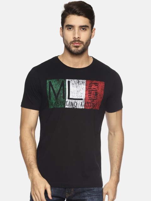 

Masculino Latino Men Black Printed Round Neck T-shirt