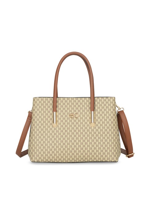 

E2O Beige Printed Handheld Bag