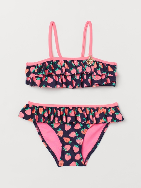 

H&M Girls Blue & Pink Printed Patterned Flounced Bikini