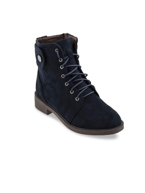 

SHUZ TOUCH Women Blue Solid Heeled Boots