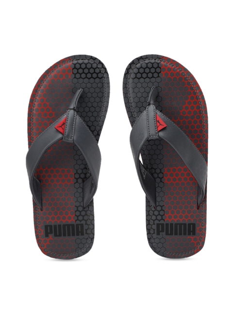 

Puma Men Grey & Red Printed Wink Duo GU2 IDP Thong Flip-Flops