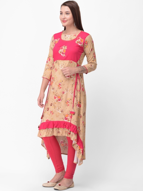 

aayusika Women Pink Printed A-Line Kurta