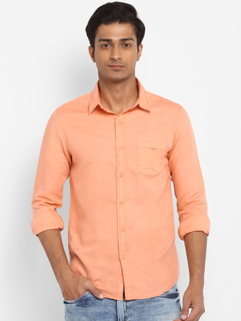 

Mufti Men Peach-Coloured Slim Fit Solid Casual Shirt