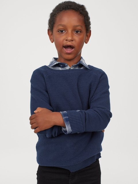

H&M Boys Blue Self Design Textured-Knit Jumper