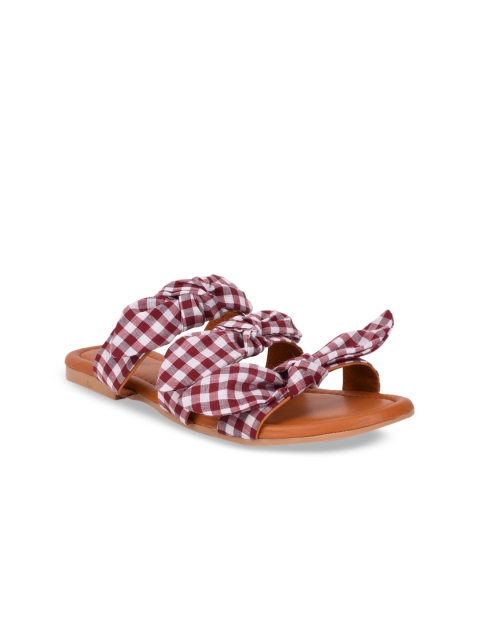 

GNIST Women Maroon Printed Open Toe Flats