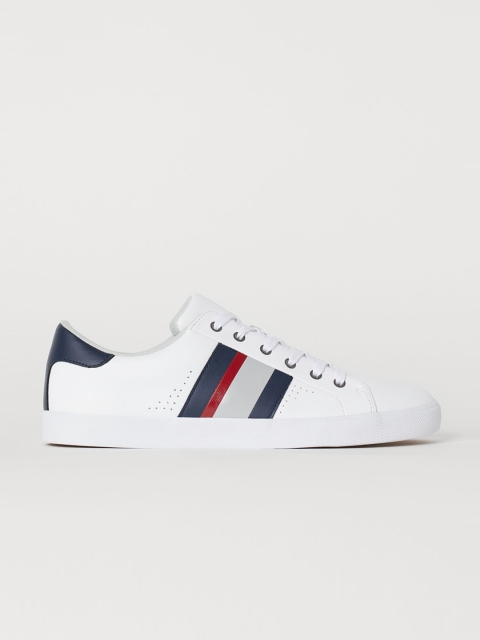 

H&M Men White Striped Trainers