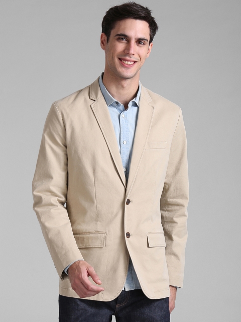 

GAP Men Beige Solid Single-Breasted Core Blazer