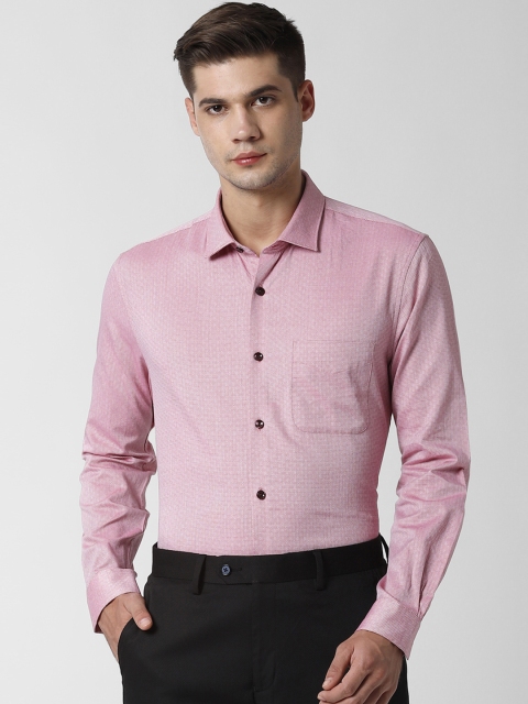 

Peter England Men Pink Slim Fit Self Design Formal Shirt